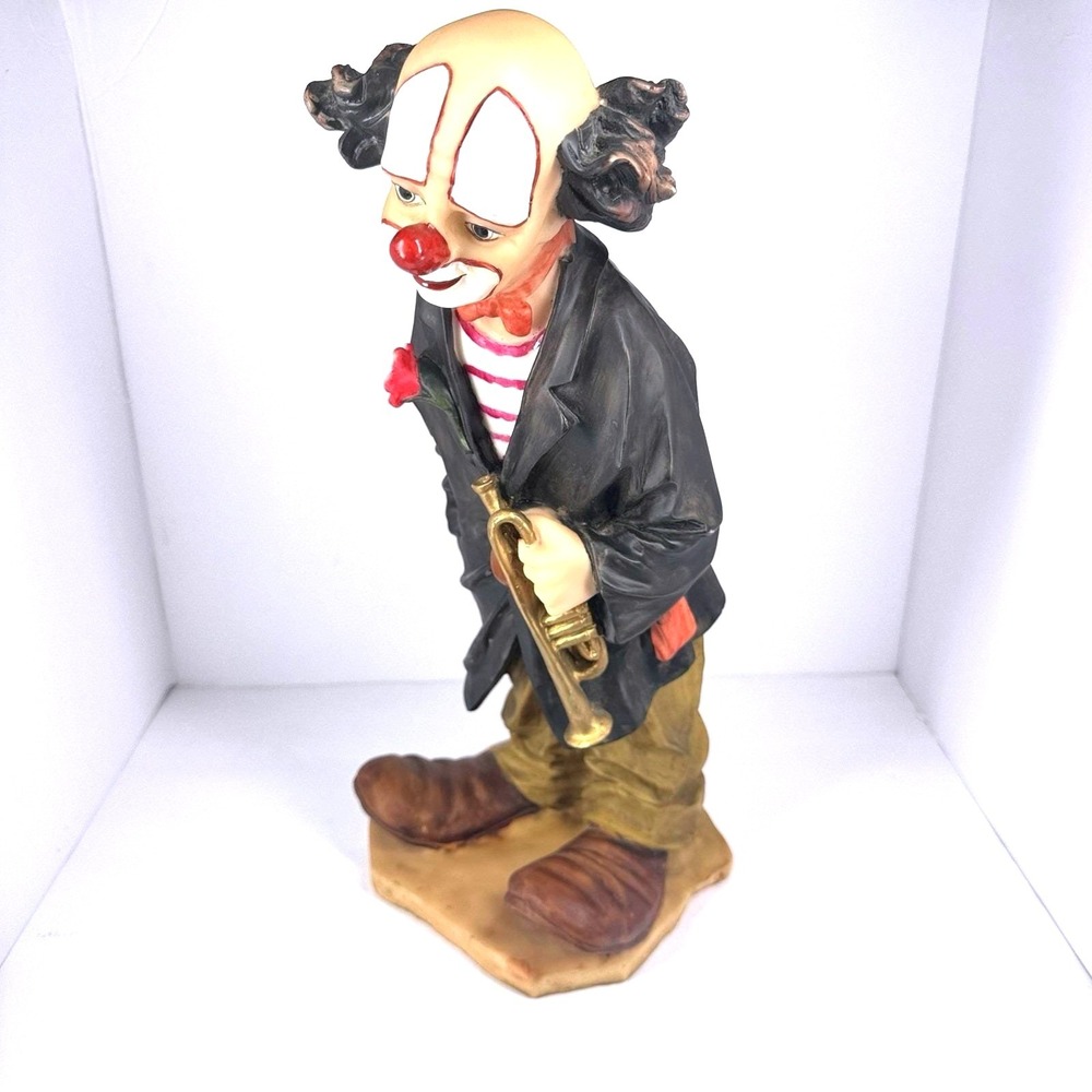 Vintage Sad Hobo Clown Playing Saxophone Resin Figurine Large Decor